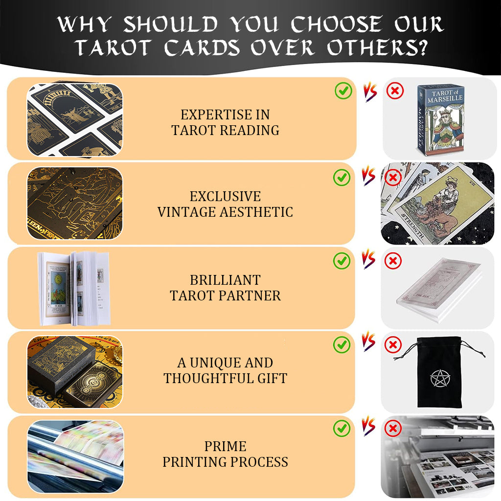 PATPAT 78 Sheet Tarot Cards with 2 Collectible Cards Luxury Golden Embossing Creative Tarot Decks with Guide Book Starters Tarrot Cards PET Waterproof Anti-Wrinkle Tarot Decks Tarot Cards Gift Set PATPAT 78 Sheet Tarot Cards with 2 Collectible Cards Luxury Golden Embossing Creative Tarot Decks with Guide Book Starters Tarrot Cards PET Waterproof Anti-Wrinkle Tarot Decks Tarot Cards Gift Set
